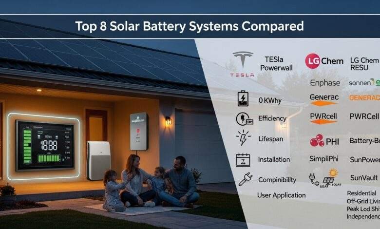 solar battery systems comparison with Tesla Powerwall and LG Chem in a modern smart home setting