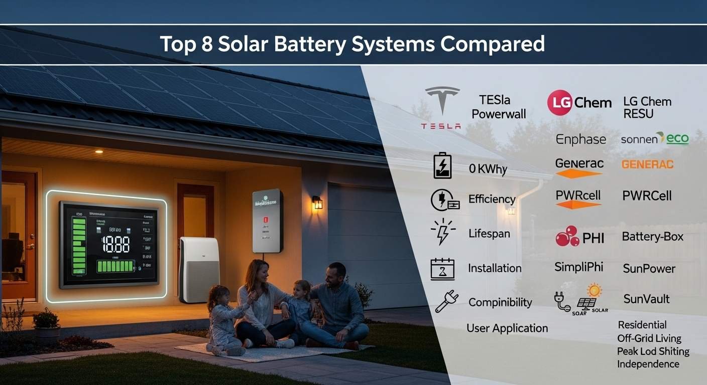 solar battery systems comparison with Tesla Powerwall and LG Chem in a modern smart home setting